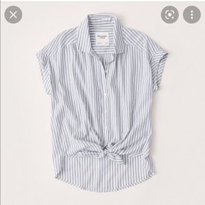 Abercrombie short sleeve front tie poplin button up